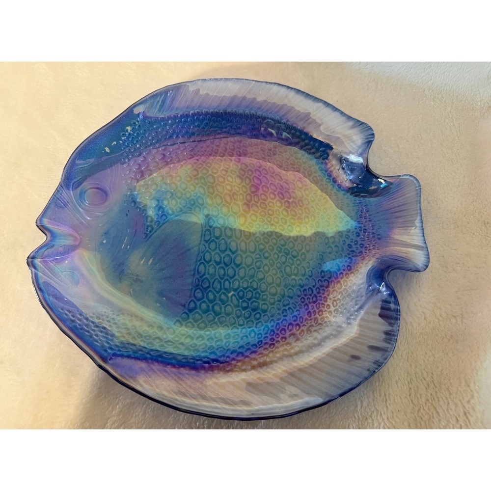 Iridescent Blue Decorative Fish Platter - Vintage